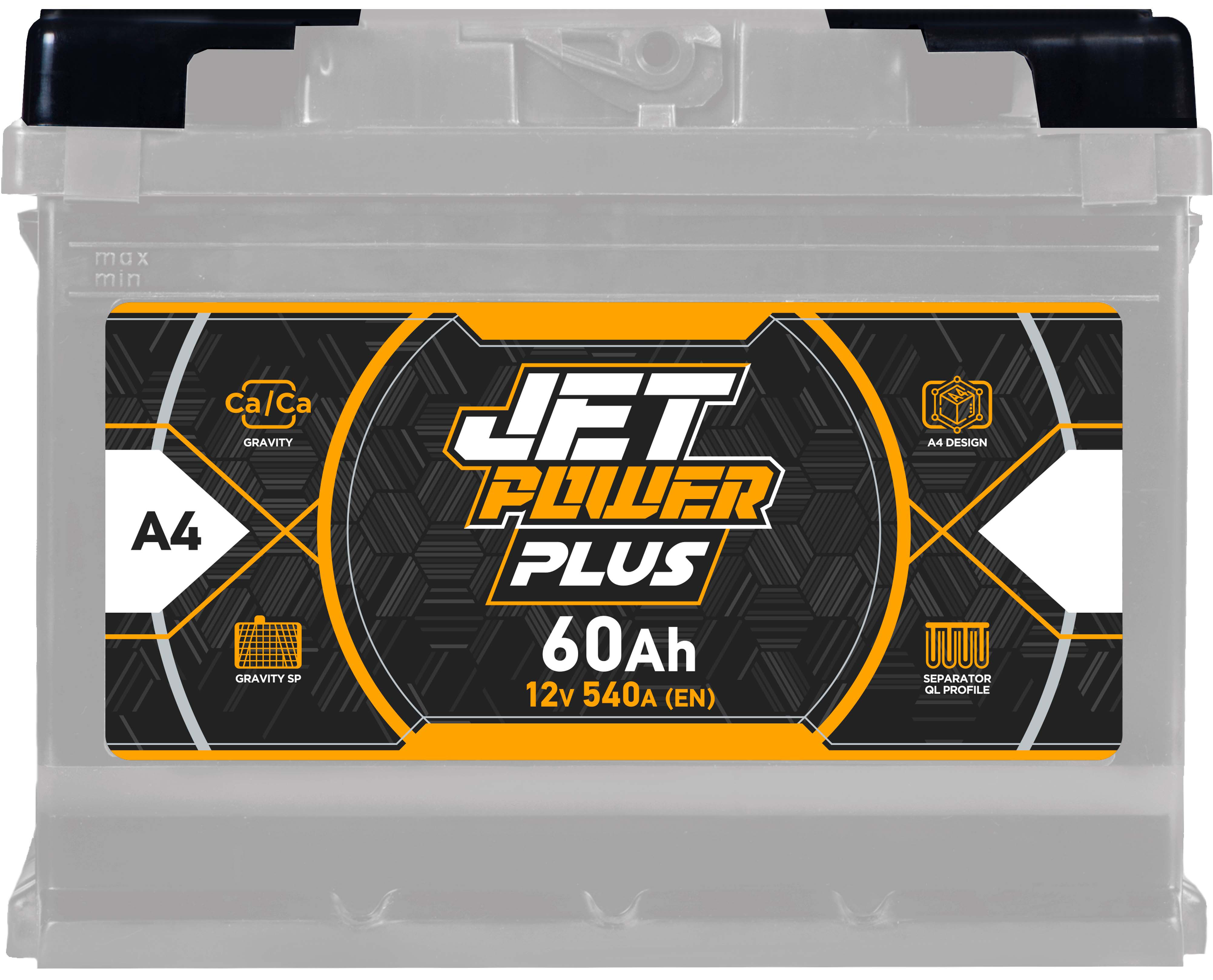 Акумуляторна батарея А4 JET POWER PLUS 6ст-60АЗ(0) (L2) 540A 12v (В03) (STD)